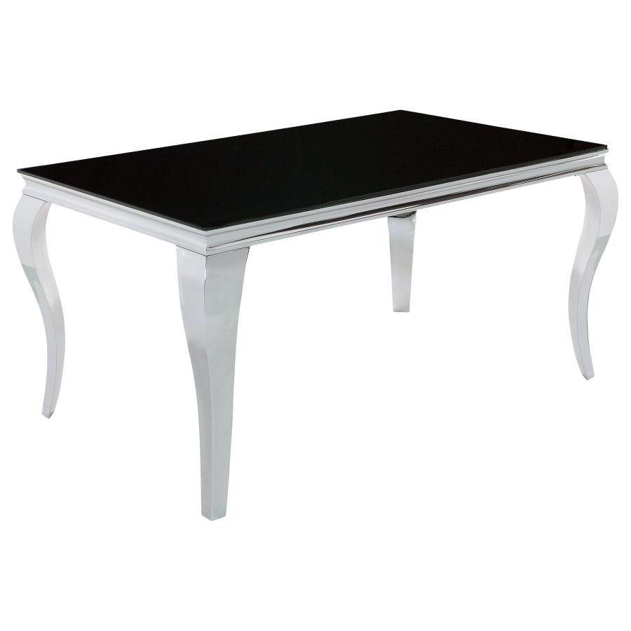 Carone Black Rectangular 61-Inch Glass Top Dining Table