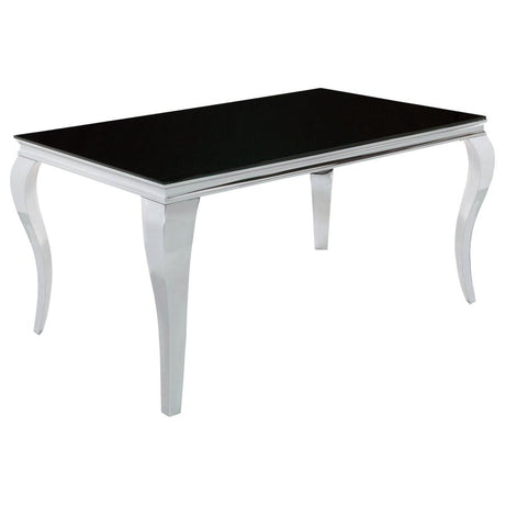 Carone Black Rectangular 61-Inch Glass Top Dining Table