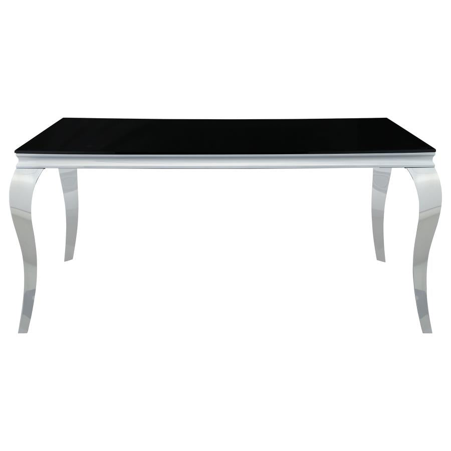 Carone Black Rectangular 61-Inch Glass Top Dining Table