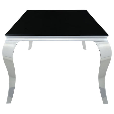 Carone Black Rectangular 61-Inch Glass Top Dining Table