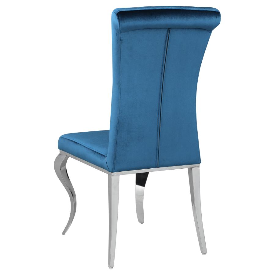 Betty Upholstered Side Chairs Teal And Chrome (Set Of 4)