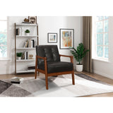 Alby Dark Brown Faux Leather Accent Chair