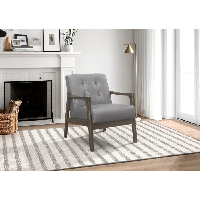Alby Gray Faux Leather Accent Chair
