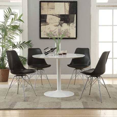 Lowry Black 5-Piece Round Dining Table Set White And
