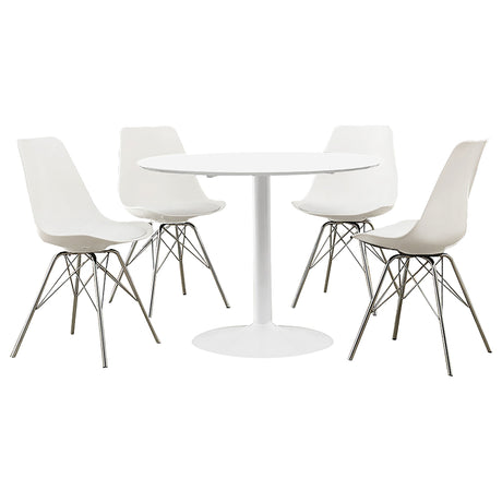 Lowry White 5-Piece Round Dining Table Set