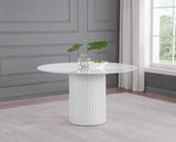 Acadia White Marble Round 53-Inch Sintered Stone Top Dining Table