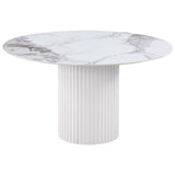 Acadia White Marble Round 53-Inch Sintered Stone Top Dining Table