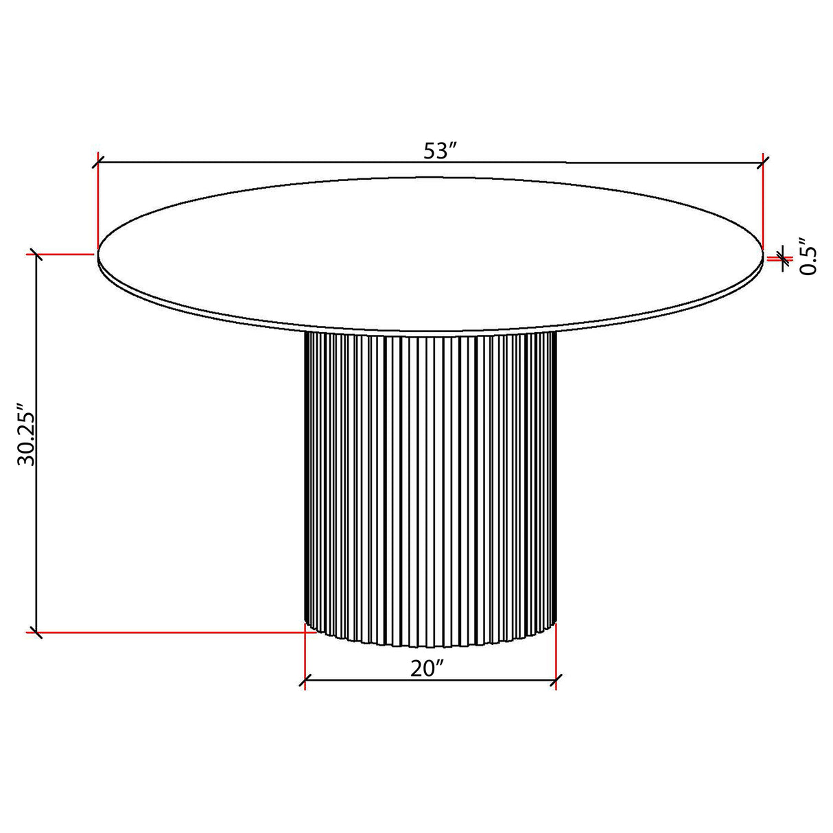 Acadia White Marble Round 53-Inch Sintered Stone Top Dining Table