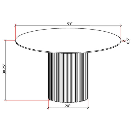 Acadia White Marble Round 53-Inch Sintered Stone Top Dining Table