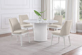 Acadia White Marble Round 53-Inch Sintered Stone Top Dining Table