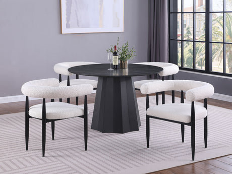Camden Black Round 48-Inch Faux Marble Top Dining Table