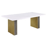 Carla White 80-Inch Cultured Carrara Marble Top Dining Table