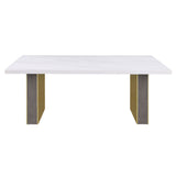 Carla White 80-Inch Cultured Carrara Marble Top Dining Table