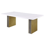 Carla White 80-Inch Cultured Carrara Marble Top Dining Table