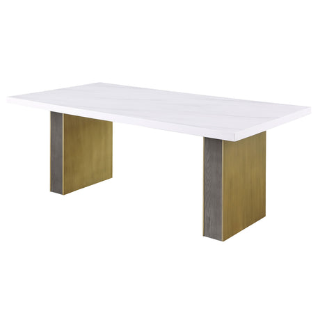 Carla White 80-Inch Cultured Carrara Marble Top Dining Table