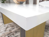 Carla White 80-Inch Cultured Carrara Marble Top Dining Table