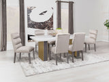 Carla White 80-Inch Cultured Carrara Marble Top Dining Table