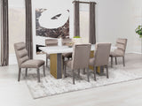 Carla White 80-Inch Cultured Carrara Marble Top Dining Table