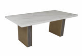 Carla White 80-Inch Cultured Carrara Marble Top Dining Table