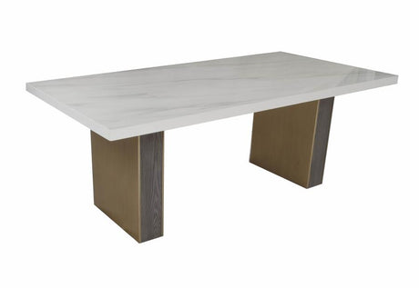 Carla White 80-Inch Cultured Carrara Marble Top Dining Table