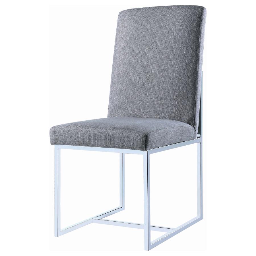 Mackinnon Upholstered Side Chairs Grey And Chrome (Set Of 2)