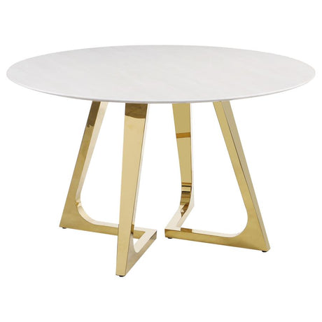 Gwynn Gold Round 51-Inch Marble Stainless Steel Dining Table