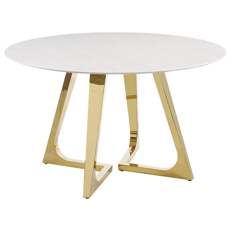 Gwynn Gold Round 51-Inch Marble Stainless Steel Dining Table