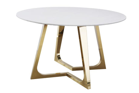 Gwynn Gold Round 51-Inch Marble Stainless Steel Dining Table