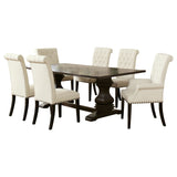 Parkins Rustic Espresso / Beige 7-Piece Rectangular Dining Table Set