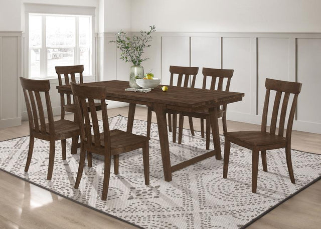 Reynolds Brown Oak 7-Piece Rectangular Dining Table Set