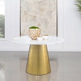 Ambrose White Marble Round 50-Inch Top Dining Table Brushed Gold