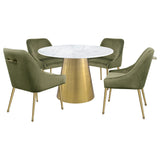 Ambrose White Marble Round 50-Inch Top Dining Table Brushed Gold
