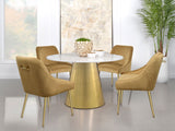 Ambrose White Marble Round 50-Inch Top Dining Table Brushed Gold