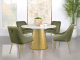 Ambrose White Marble Round 50-Inch Top Dining Table Brushed Gold