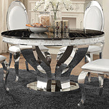 Anchorage Polished Stainless Steel Round 51-Inch Glass Top Dining Table Chrome