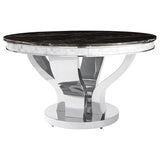Anchorage Polished Stainless Steel Round 51-Inch Glass Top Dining Table Chrome