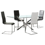 Carmelo Chrome 5-Piece Rectangular Glass Top Dining Set