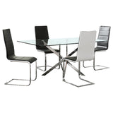 Carmelo Chrome 5-Piece Rectangular Glass Top Dining Set