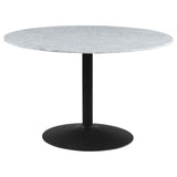 Bartole Italian White Marble Round 48-Inch Top Dining Table
