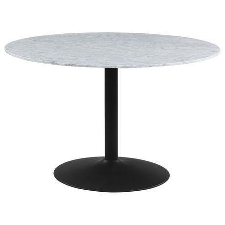 Bartole Italian White Marble Round 48-Inch Top Dining Table