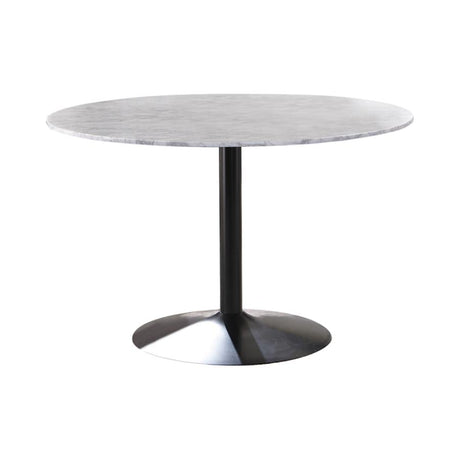 Bartole Italian White Marble Round 48-Inch Top Dining Table