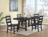 Newport Black 5-Piece Rectangular Trestle Dining Table Set