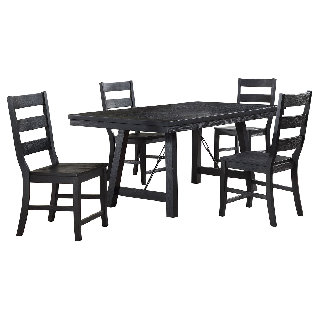 Newport Black 5-Piece Rectangular Trestle Dining Table Set