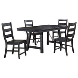 Newport Black 5-Piece Rectangular Trestle Dining Table Set