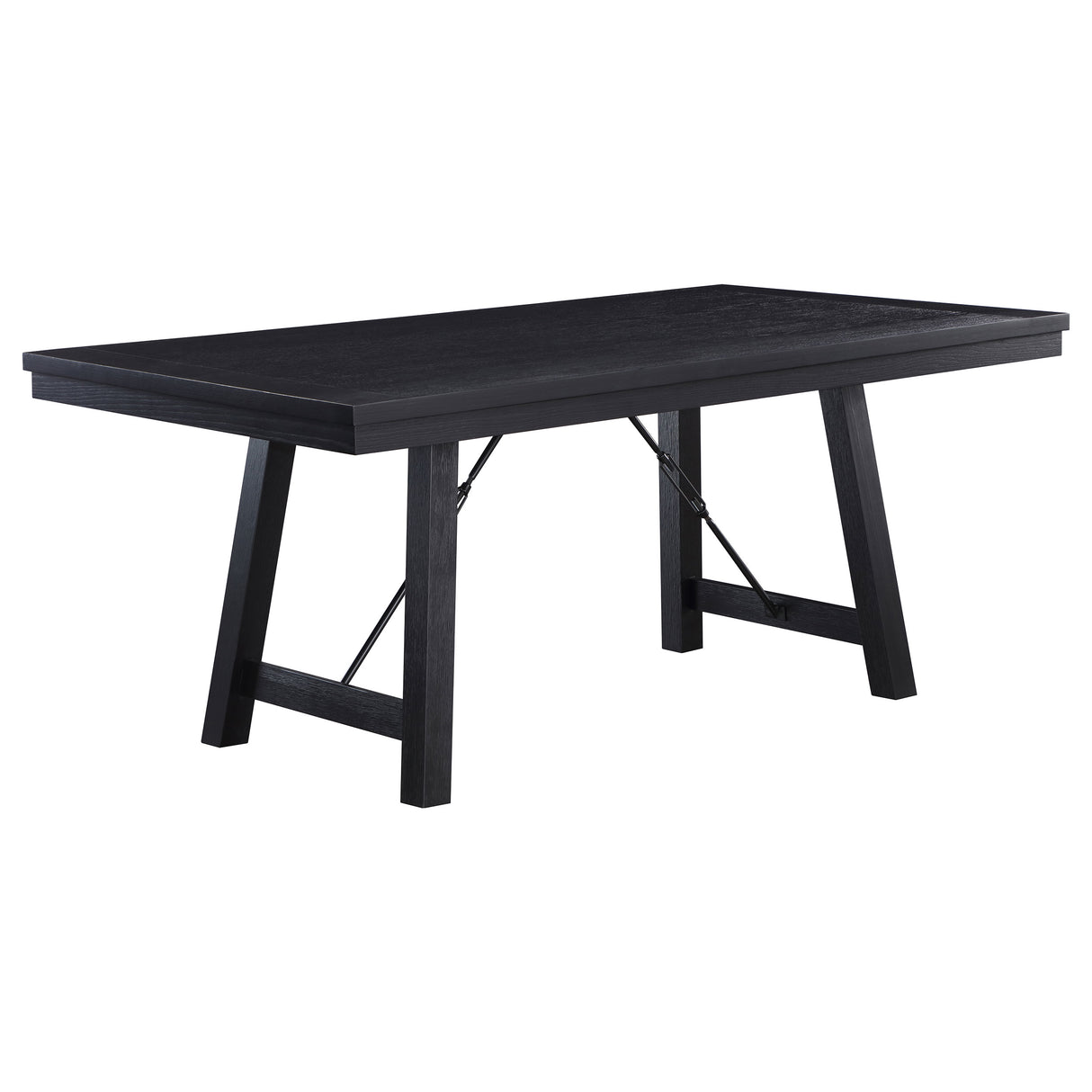 Newport Black 5-Piece Rectangular Trestle Dining Table Set