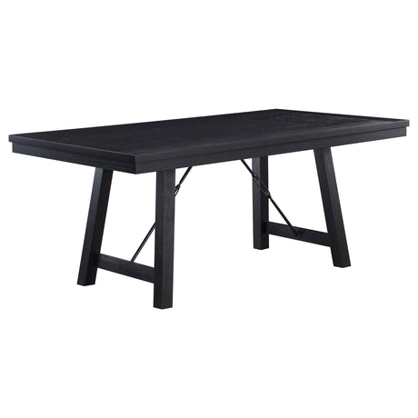 Newport Black 5-Piece Rectangular Trestle Dining Table Set