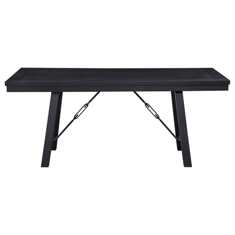 Newport Black 5-Piece Rectangular Trestle Dining Table Set