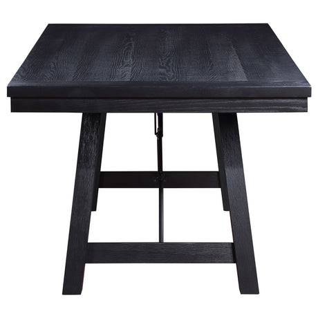 Newport Black 5-Piece Rectangular Trestle Dining Table Set