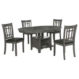 Lavon Medium Grey 5-Piece Oval Extension Leaf Dining Set