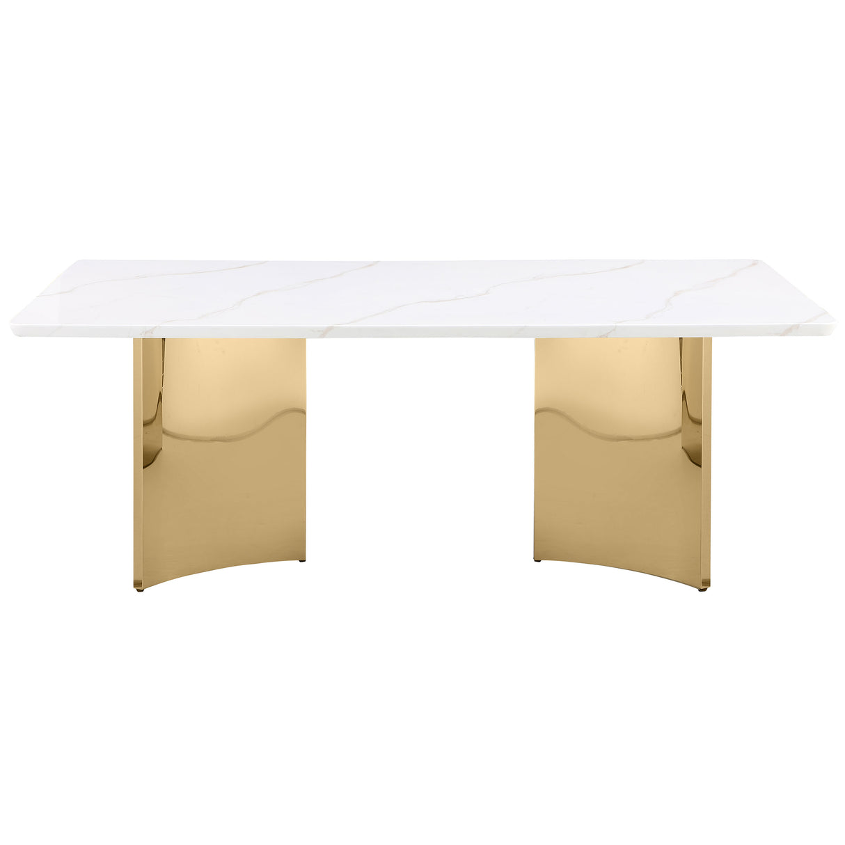 Tevlin White Marble Rectangular 79-Inch Top Dining Table
